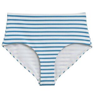 & Other Stories Striped Ribbed Bikini Bottom Blue White Size 12 NWT